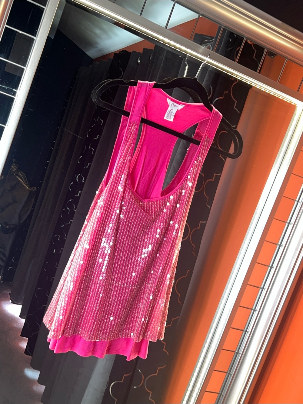 Candie's Hot Pink Shimmering Sequin Racerback Tank ⚡️💖
